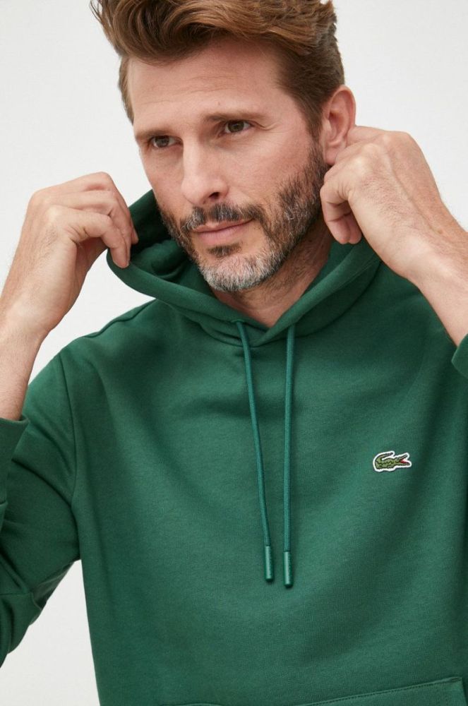 Кофта Lacoste чоловіча колір зелений однотонна SH9623-031 фото 4