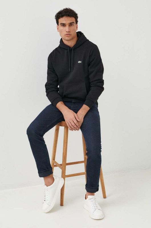 Кофта Lacoste чоловіча колір чорний однотонна SH9623-031