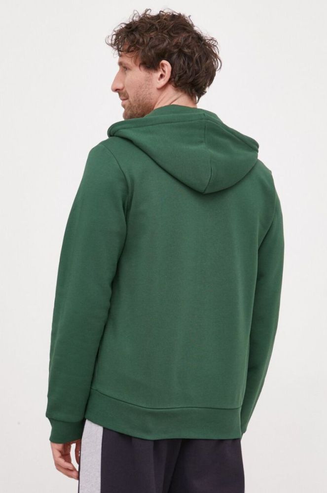 Кофта Lacoste чоловіча колір зелений з капюшоном однотонна фото 3