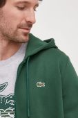 Кофта Lacoste чоловіча колір зелений з капюшоном однотонна
