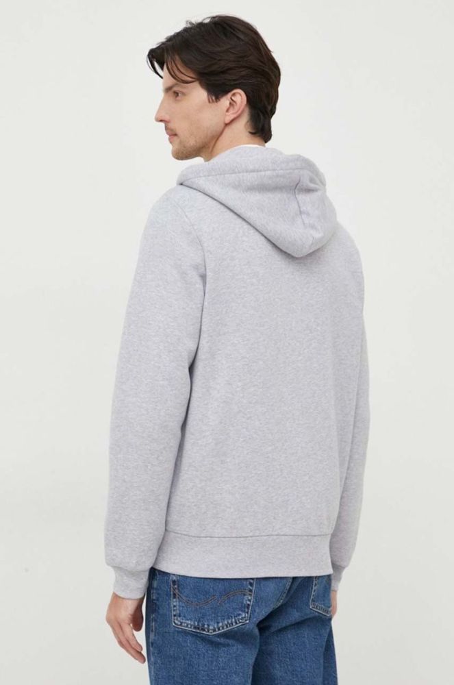 Кофта Lacoste чоловіча колір сірий з капюшоном однотонна фото 3