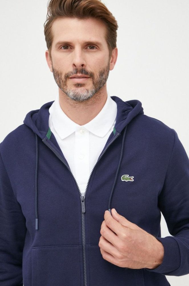 Кофта Lacoste чоловіча колір синій однотонна фото 4