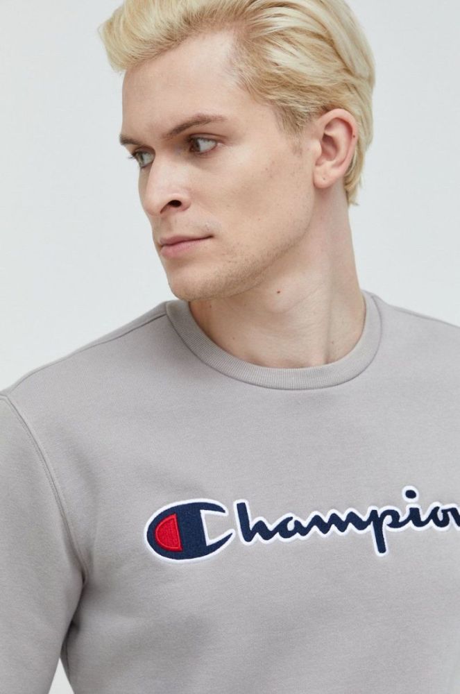 Кофта Champion чоловіча колір сірий з аплікацією (2687826) фото 4