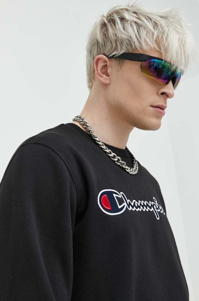 Кофта Champion чоловіча колір чорний з аплікацією фото 4