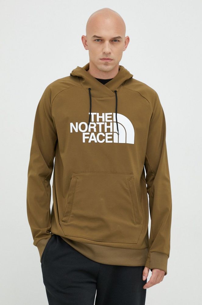 Спортивна кофта The North Face Tekno чоловіча колір зелений з капюшоном з принтом