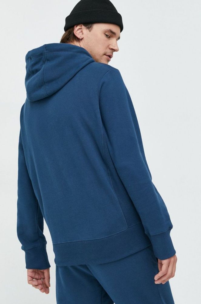 Бавовняна кофта Superdry чоловіча колір синій з капюшоном з аплікацією фото 3