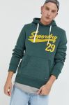 Кофта Superdry чоловіча колір зелений з капюшоном з принтом (2738761)