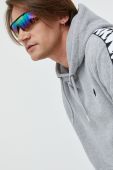Бавовняна кофта Superdry чоловіча колір сірий з капюшоном з аплікацією