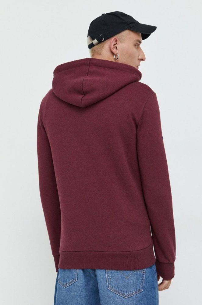Кофта Superdry чоловіча колір бордовий з капюшоном з принтом фото 3