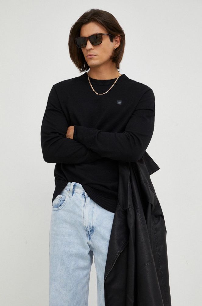 Бавовняний светер G-Star Raw чоловічий колір чорний легкий