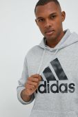 Кофта adidas чоловіча колір сірий з капюшоном з принтом (2774531)