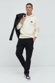 Бавовняна кофта HUGO чоловіча колір бежевий з принтом (2664937)