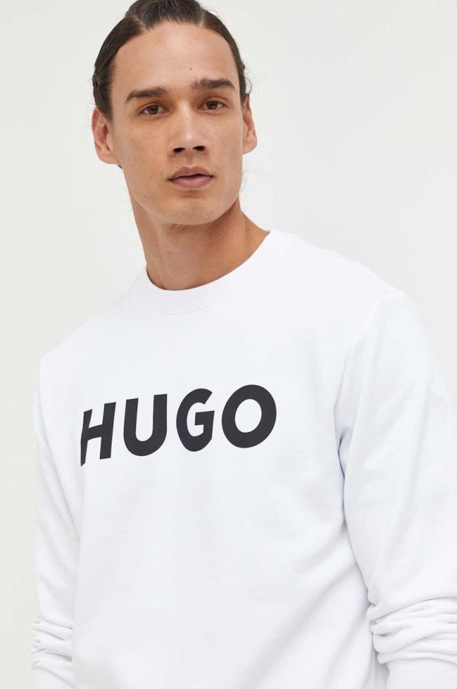 Бавовняна кофта HUGO чоловіча колір чорний з принтом (3305624)