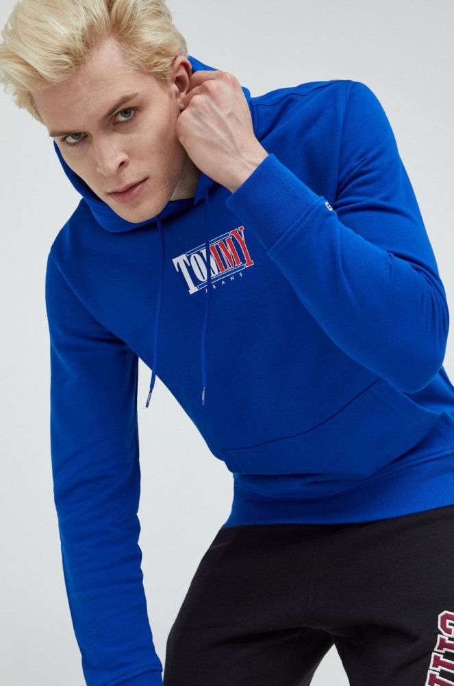 Бавовняна кофта Tommy Jeans чоловіча  з принтом колір блакитний (2603715)