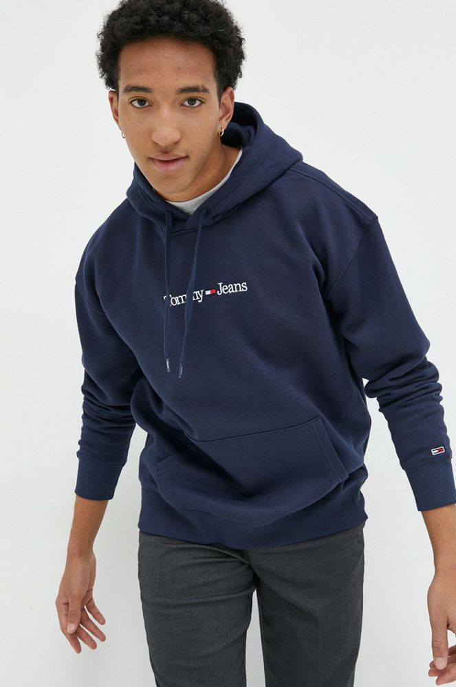 Кофта Tommy Jeans чоловіча колір синій з капюшоном з аплікацією (2844720)