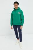 Бавовняна кофта Tommy Jeans чоловіча колір зелений з капюшоном з принтом (2844743)