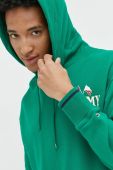 Бавовняна кофта Tommy Jeans чоловіча колір зелений з капюшоном з принтом (2844743)