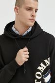 Бавовняна кофта Tommy Jeans чоловіча колір чорний з капюшоном з принтом (2840164)