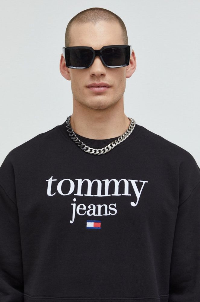 Кофта Tommy Jeans чоловіча колір чорний з аплікацією (2596794)