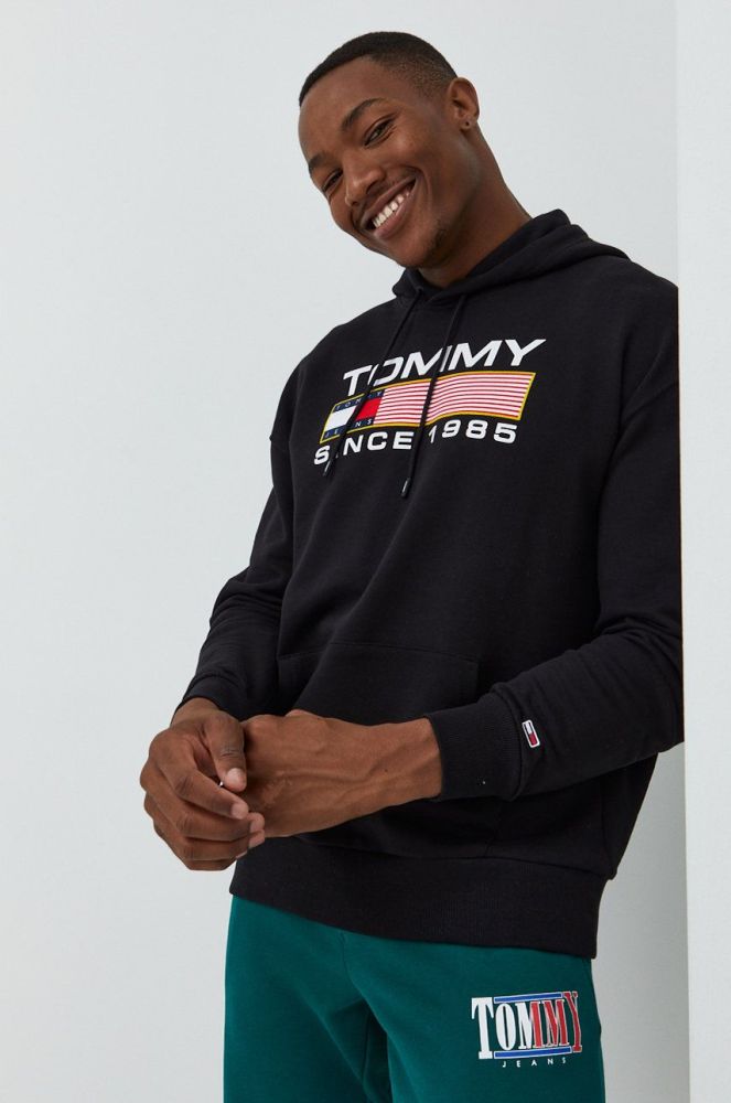 Бавовняна кофта Tommy Jeans чоловіча колір чорний з аплікацією (2603752)