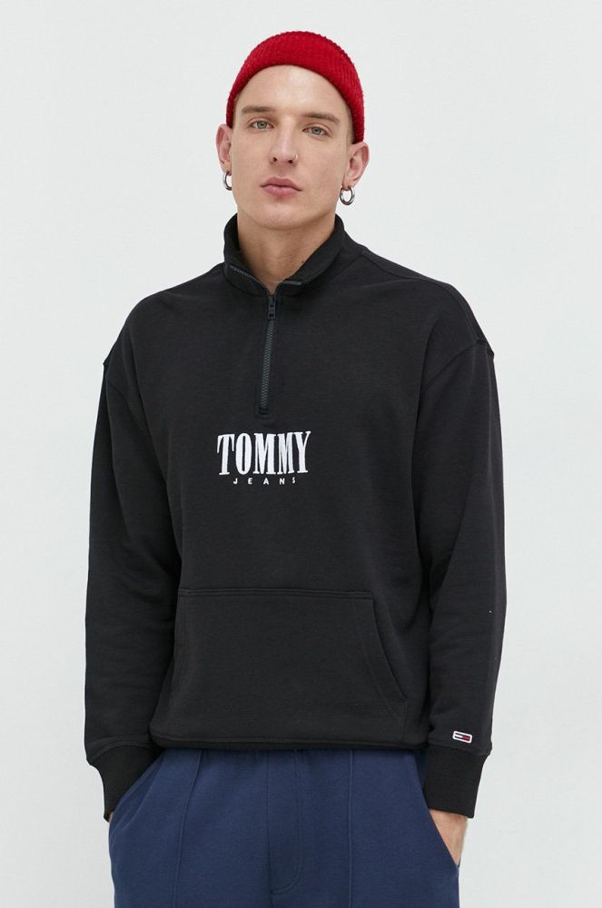 Бавовняна кофта Tommy Jeans чоловіча колір чорний меланж