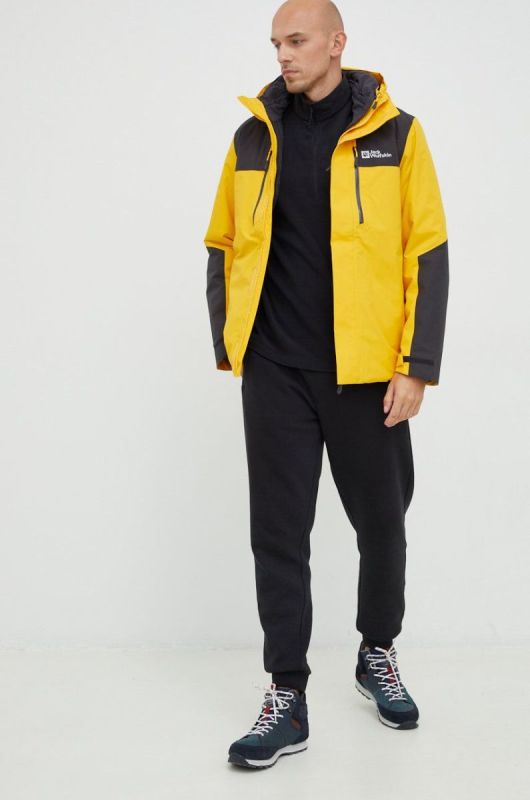 Спортивна кофта Jack Wolfskin Taunus чоловіча колір чорний однотонна фото 2