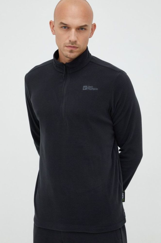 Спортивна кофта Jack Wolfskin Taunus чоловіча колір чорний однотонна фото 4
