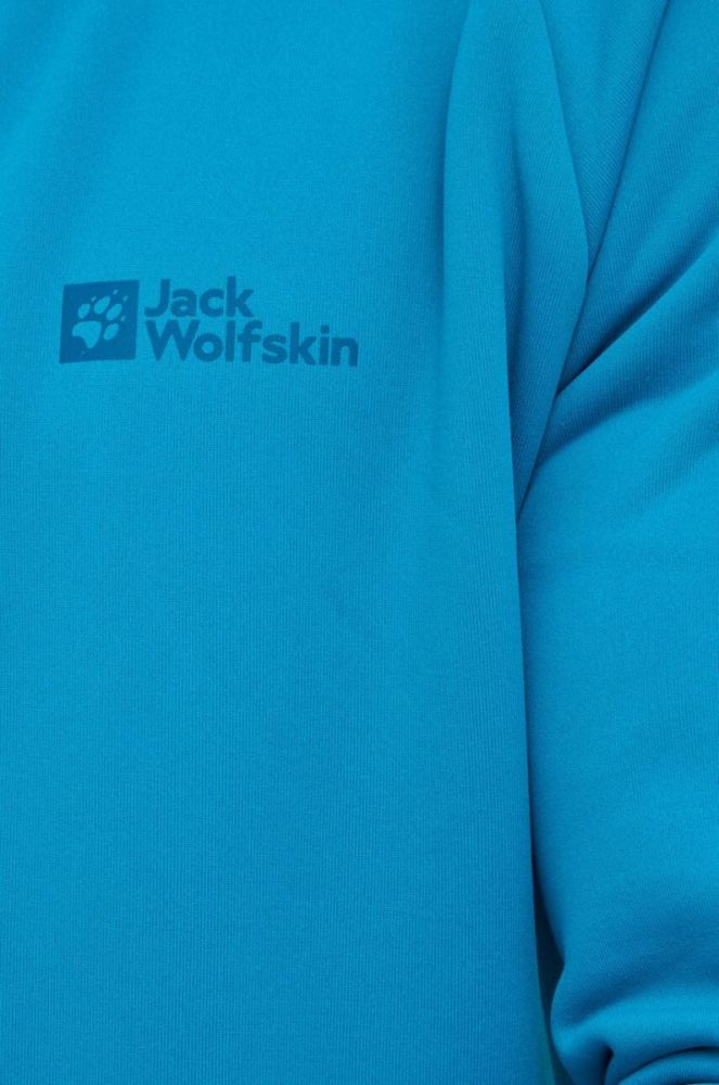 Спортивна кофта Jack Wolfskin Baiselberg чоловіча колір зелений з капюшоном однотонна фото 5