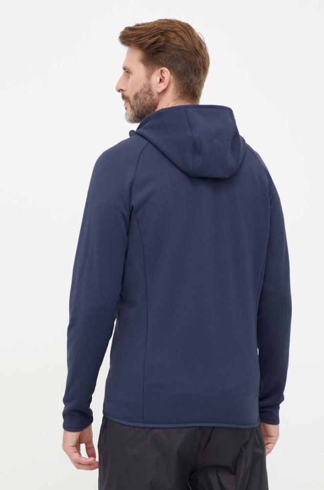 Спортивна кофта Jack Wolfskin Baiselberg колір синій з капюшоном однотонна фото 3
