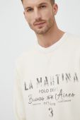 Бавовняна кофта La Martina чоловіча колір бежевий з принтом