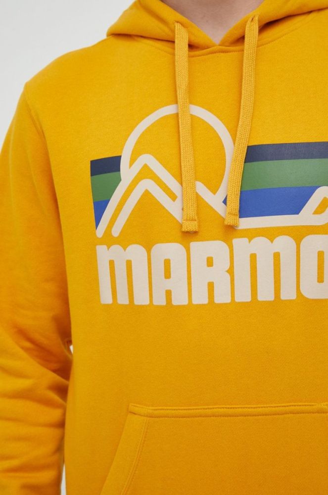 Кофта Marmot Coastal чоловіча колір жовтий з капюшоном з принтом фото 5