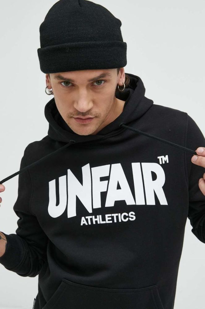 Бавовняна кофта Unfair Athletics чоловіча колір чорний з капюшоном з принтом (2869407) фото 4