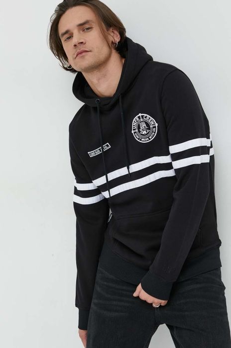 Бавовняна кофта Unfair Athletics чоловіча колір чорний з капюшоном з принтом (2868297)