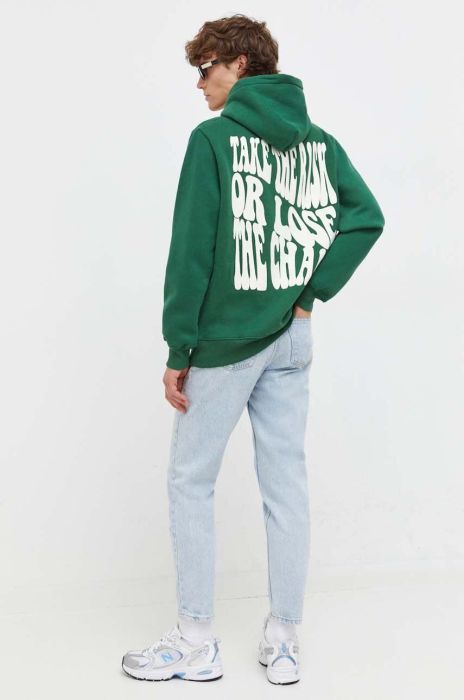 Кофта Sixth June чоловіча колір зелений з капюшоном з принтом