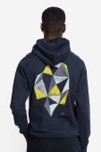 Бавовняна кофта Wood Wood Fred x Fila чоловіча колір синій з капюшоном з принтом 12045600.2474.NAVY-NAVY