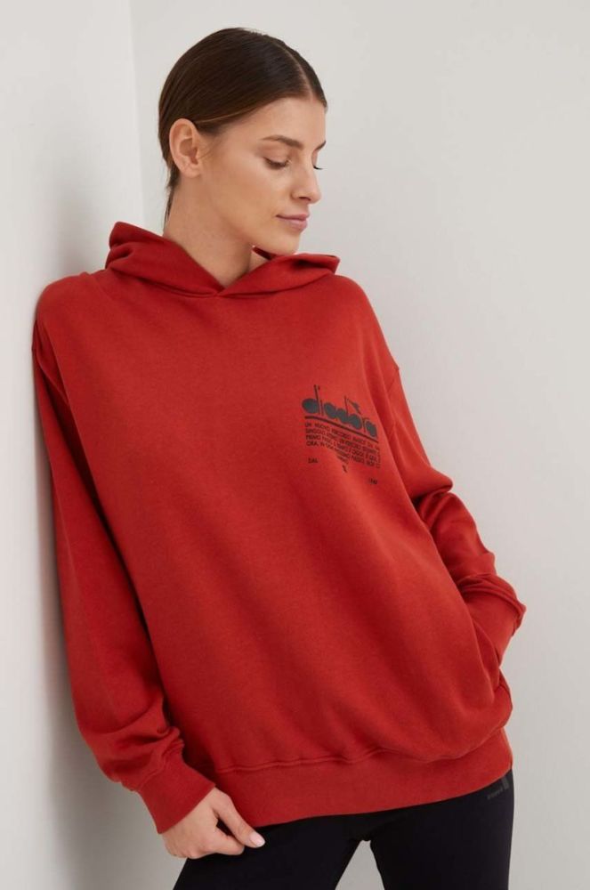 Бавовняна кофта Diadora колір червоний однотонна фото 3