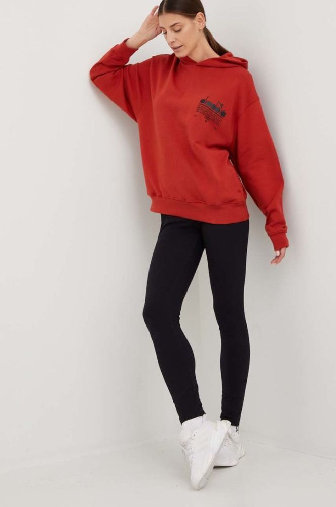 Бавовняна кофта Diadora колір червоний однотонна фото 4