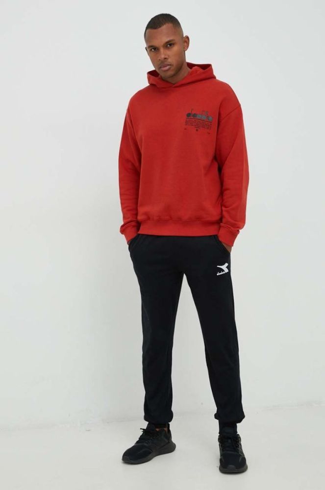 Бавовняна кофта Diadora колір червоний однотонна фото 5