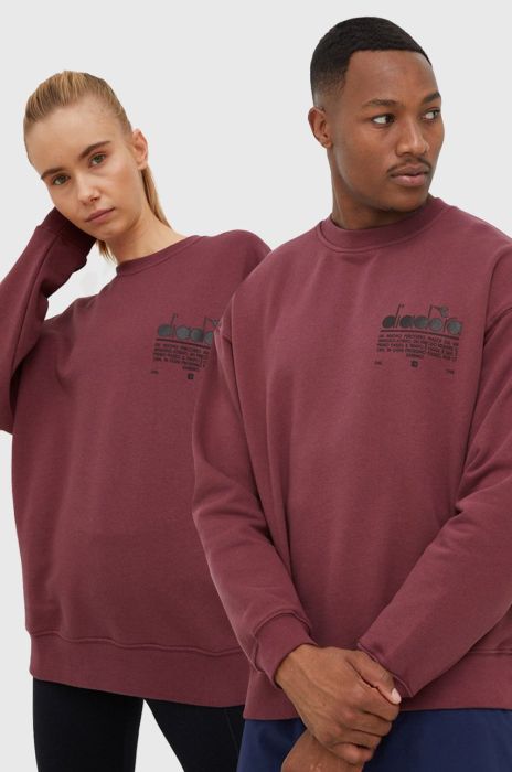 Бавовняна кофта Diadora колір фіолетовий з принтом