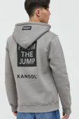 Кофта Kangol unisex колір сірий з капюшоном з принтом