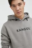 Кофта Kangol unisex колір сірий з капюшоном з принтом