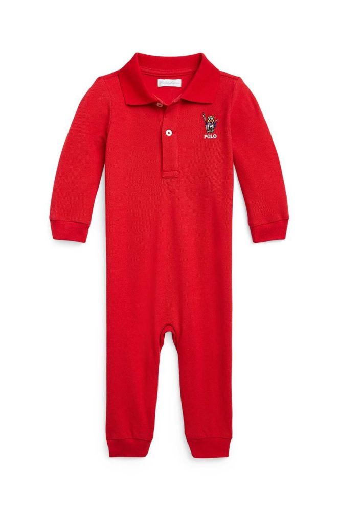 Polo Ralph Lauren Бавовняний ромпер для немовлят колір червоний