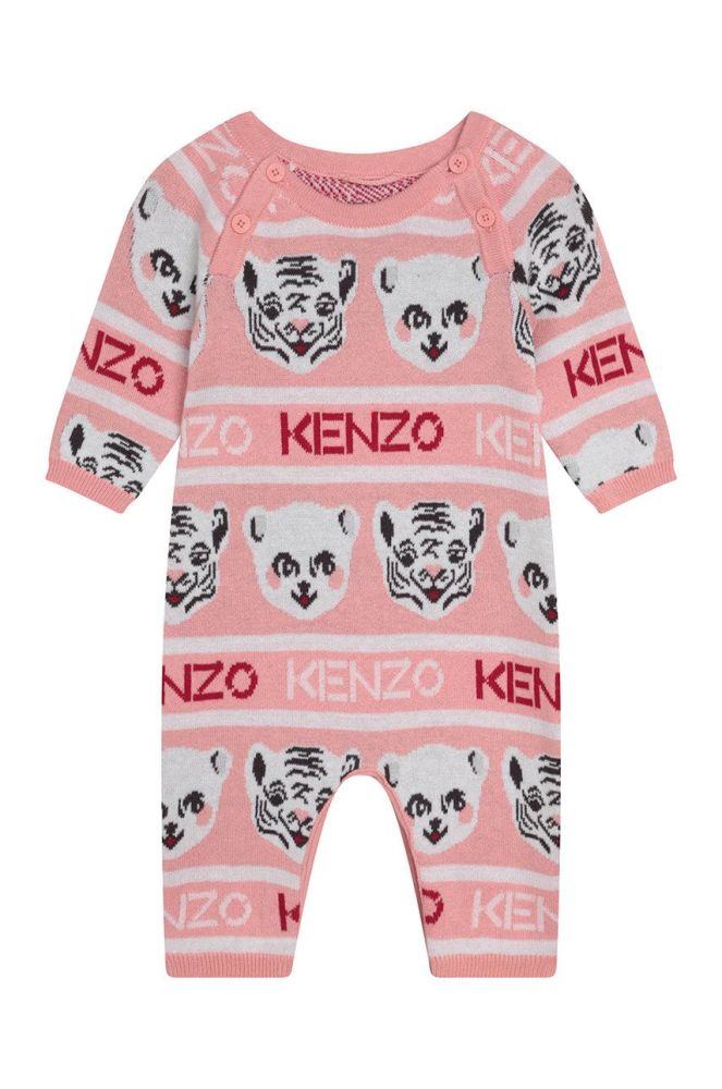 Kenzo Kids Дитячі бавовняні повзунки + czapeczka колір рожевий