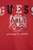 Дитячий бавовняний лонгслів Guess колір червоний з аплікацією (2477454)
