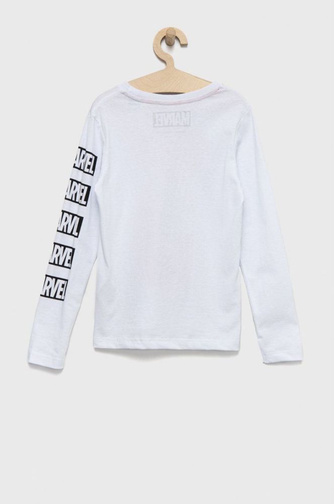 Дитячий бавовняний лонгслів Jack & Jones колір білий з принтом фото 2