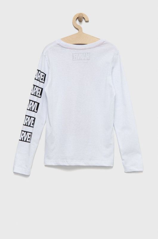 Дитячий бавовняний лонгслів Jack & Jones колір білий з принтом фото 2