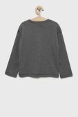 Дитячий бавовняний лонгслів Sisley колір сірий однотонний