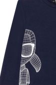 Дитячий бавовняний лонгслів Karl Lagerfeld колір синій з принтом