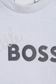 Дитячий бавовняний лонгслів BOSS з принтом колір блакитний