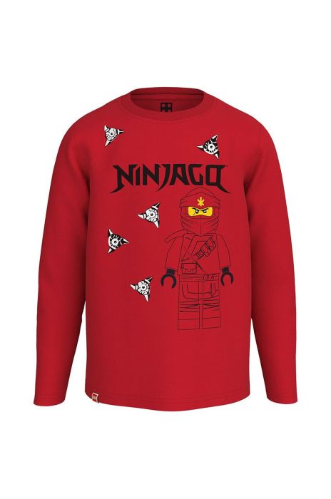 Дитячий бавовняний лонгслів Lego Wear колір червоний з принтом